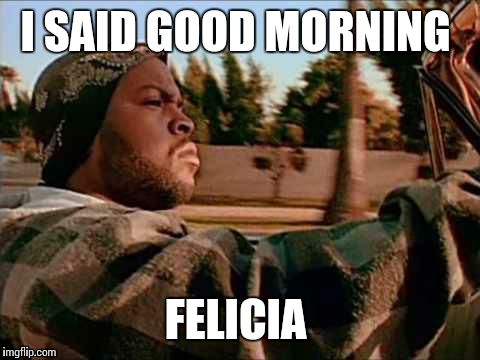 Today Was A Good Day Meme | I SAID GOOD MORNING FELICIA | image tagged in memes,today was a good day | made w/ Imgflip meme maker
