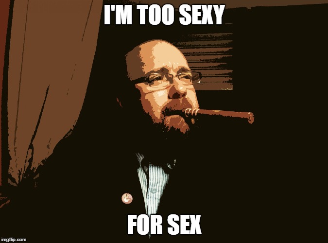 Sex machine | I'M TOO SEXY FOR SEX | image tagged in sex machine | made w/ Imgflip meme maker