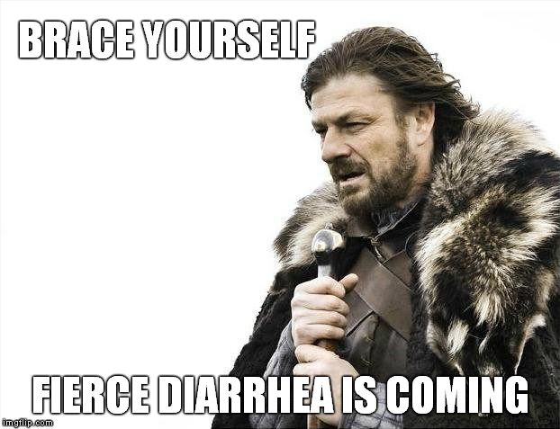 Brace Yourselves X is Coming Meme | BRACE YOURSELF FIERCE DIARRHEA IS COMING | image tagged in memes,brace yourselves x is coming | made w/ Imgflip meme maker