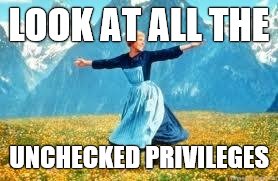 Look At All These | LOOK AT ALL THE UNCHECKED PRIVILEGES | image tagged in memes,look at all these | made w/ Imgflip meme maker