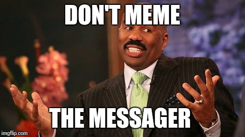 Steve Harvey | DON'T MEME THE MESSAGER | image tagged in memes,steve harvey | made w/ Imgflip meme maker