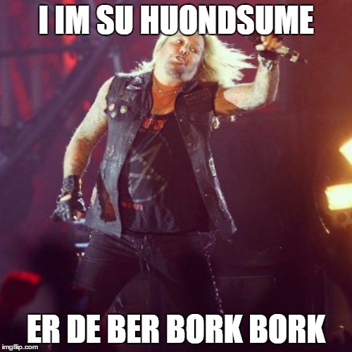 I IM SU HUONDSUME ER DE BER BORK BORK | image tagged in vinceneil,retarded | made w/ Imgflip meme maker