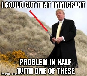 I COULD CUT THAT IMMIGRANT PROBLEM IN HALF WITH ONE OF THESE | made w/ Imgflip meme maker
