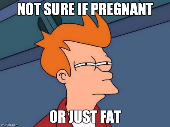 Futurama Fry | NOT SURE IF PREGNANT OR JUST FAT | image tagged in memes,futurama fry | made w/ Imgflip meme maker