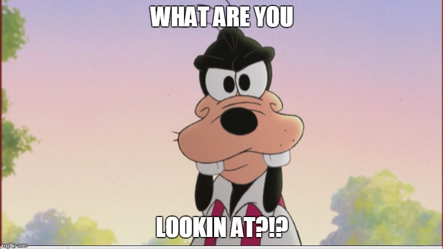 Angry Goofy | WHAT ARE YOU LOOKIN AT?!? | image tagged in angry goofy | made w/ Imgflip meme maker
