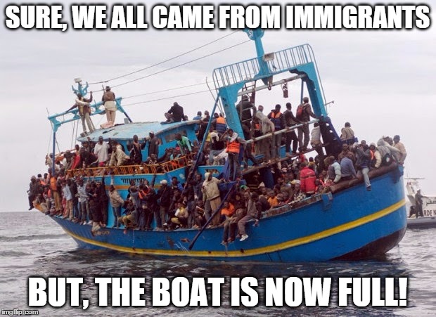 lest we capsize... | SURE, WE ALL CAME FROM IMMIGRANTS BUT, THE BOAT IS NOW FULL! | image tagged in usa to africa free boat ride,memes,immigration | made w/ Imgflip meme maker
