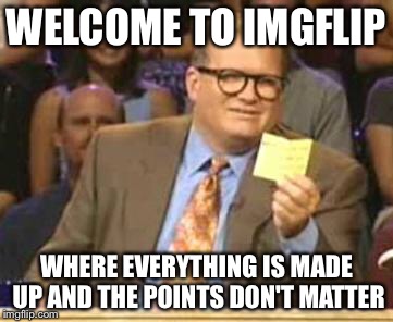 Who's meme is it anyway? | WELCOME TO IMGFLIP WHERE EVERYTHING IS MADE UP AND THE POINTS DON'T MATTER | image tagged in who's line is it anyway | made w/ Imgflip meme maker