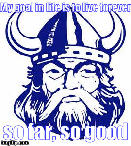 My goal in life is to live forever so far, so good | image tagged in viking,norwegian | made w/ Imgflip meme maker