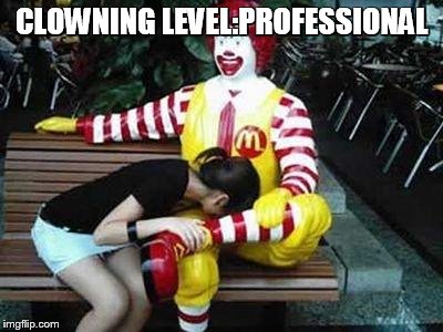 mcbeejer | CLOWNING LEVEL:PROFESSIONAL | image tagged in mcbeejer | made w/ Imgflip meme maker