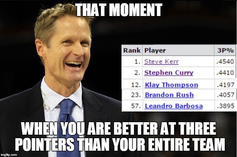 Steve Kerr has burned the Curry, but it still tastes better than Klay. | THAT MOMENT WHEN YOU ARE BETTER AT THREE POINTERS THAN YOUR ENTIRE TEAM | image tagged in ouch | made w/ Imgflip meme maker