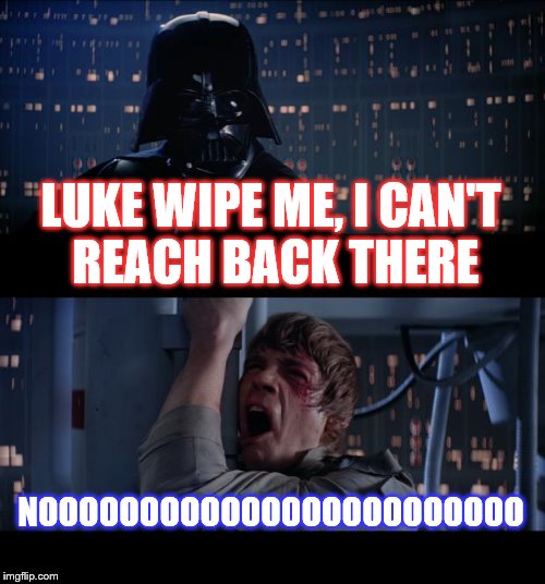 Star Wars No Meme | LUKE WIPE ME, I CAN'T REACH BACK THERE NOOOOOOOOOOOOOOOOOOOOOOOO | image tagged in memes,star wars no | made w/ Imgflip meme maker