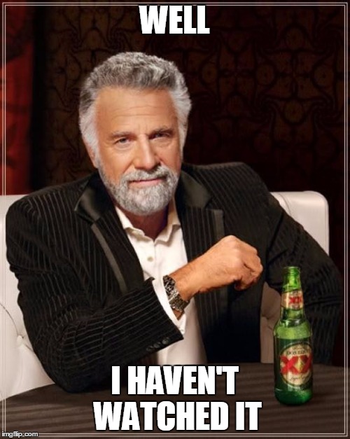 The Most Interesting Man In The World Meme | WELL I HAVEN'T WATCHED IT | image tagged in memes,the most interesting man in the world | made w/ Imgflip meme maker