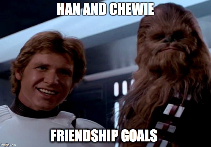 Best Bromance Ever | HAN AND CHEWIE FRIENDSHIP GOALS | image tagged in star wars,chewbacca,the force awakens,star wars the force awakens,friendship | made w/ Imgflip meme maker