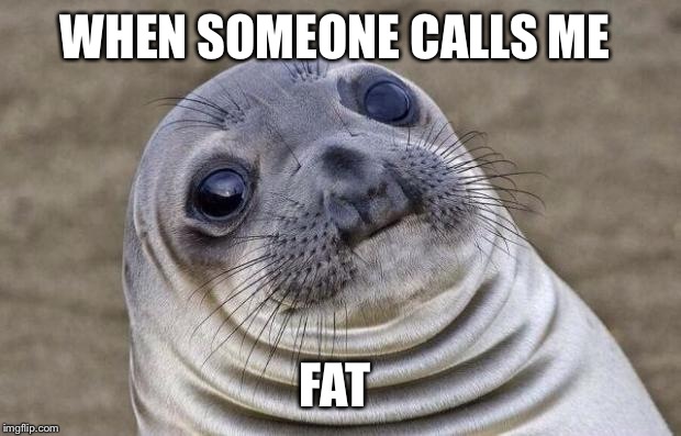 Awkward Moment Sealion | WHEN SOMEONE CALLS ME FAT | image tagged in memes,awkward moment sealion | made w/ Imgflip meme maker
