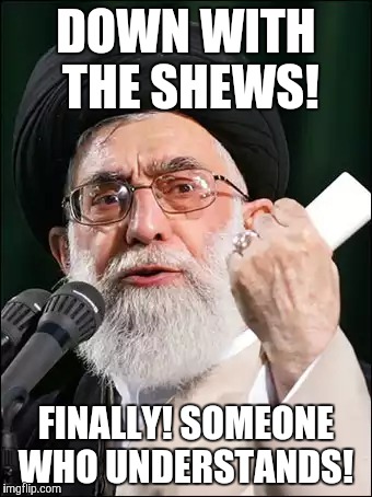 DOWN WITH THE SHEWS! FINALLY! SOMEONE WHO UNDERSTANDS! | made w/ Imgflip meme maker