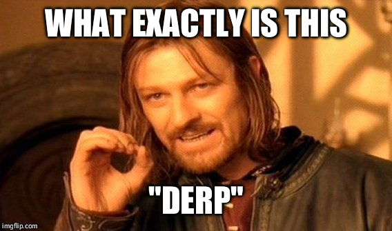 One Does Not Simply Meme | WHAT EXACTLY IS THIS "DERP" | image tagged in memes,one does not simply | made w/ Imgflip meme maker
