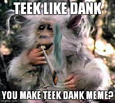 Teek needs you! | TEEK LIKE DANK YOU MAKE TEEK DANK MEME? | image tagged in ewok,star wars,dank | made w/ Imgflip meme maker