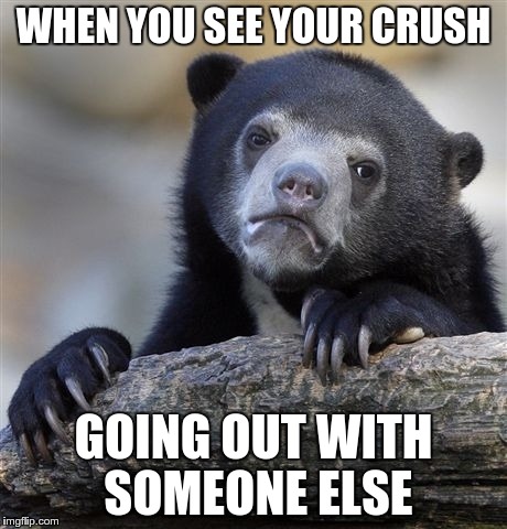 Confession Bear | WHEN YOU SEE YOUR CRUSH GOING OUT WITH SOMEONE ELSE | image tagged in memes,confession bear | made w/ Imgflip meme maker