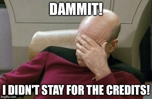 Captain Picard Facepalm Meme | DAMMIT! I DIDN'T STAY FOR THE CREDITS! | image tagged in memes,captain picard facepalm | made w/ Imgflip meme maker