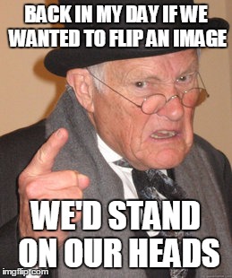 And we liked it! | BACK IN MY DAY IF WE WANTED TO FLIP AN IMAGE WE'D STAND ON OUR HEADS | image tagged in memes,back in my day | made w/ Imgflip meme maker