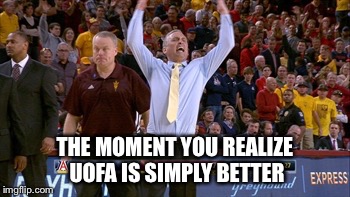 Bobby Hurley is mad! | THE MOMENT YOU REALIZE UOFA IS SIMPLY BETTER | image tagged in bobby | made w/ Imgflip meme maker