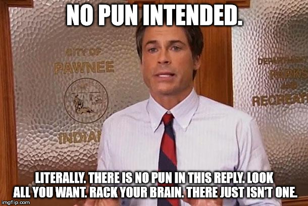 NO PUN INTENDED. LITERALLY. THERE IS NO PUN IN THIS REPLY. LOOK ALL YOU WANT. RACK YOUR BRAIN. THERE JUST ISN'T ONE. | image tagged in puns | made w/ Imgflip meme maker