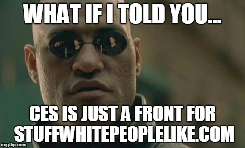 Matrix Morpheus | WHAT IF I TOLD YOU... CES IS JUST A FRONT FOR STUFFWHITEPEOPLELIKE.COM | image tagged in memes,matrix morpheus | made w/ Imgflip meme maker
