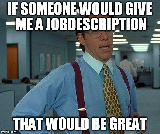 That Would Be Great Meme | IF SOMEONE WOULD GIVE ME A JOBDESCRIPTION THAT WOULD BE GREAT | image tagged in memes,that would be great | made w/ Imgflip meme maker