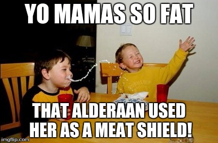 Yo Mamas So Fat Meme | YO MAMAS SO FAT THAT ALDERAAN USED HER AS A MEAT SHIELD! | image tagged in memes,yo mamas so fat | made w/ Imgflip meme maker