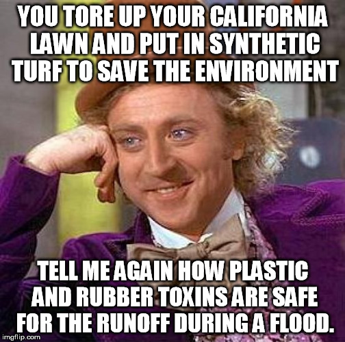 What matters is you tried | YOU TORE UP YOUR CALIFORNIA LAWN AND PUT IN SYNTHETIC TURF TO SAVE THE ENVIRONMENT TELL ME AGAIN HOW PLASTIC AND RUBBER TOXINS ARE SAFE FOR  | image tagged in memes,creepy condescending wonka | made w/ Imgflip meme maker