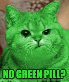 RayCat Annoyed | NO GREEN PILL? | image tagged in raycat annoyed | made w/ Imgflip meme maker