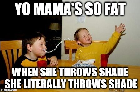 Yo Mamas So Fat | YO MAMA'S SO FAT WHEN SHE THROWS SHADE SHE LITERALLY THROWS SHADE | image tagged in memes,yo mamas so fat | made w/ Imgflip meme maker