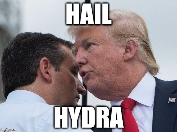 Hydra Trump  | HAIL HYDRA | image tagged in hail hydra,marvel,donald trump,omg,so true | made w/ Imgflip meme maker