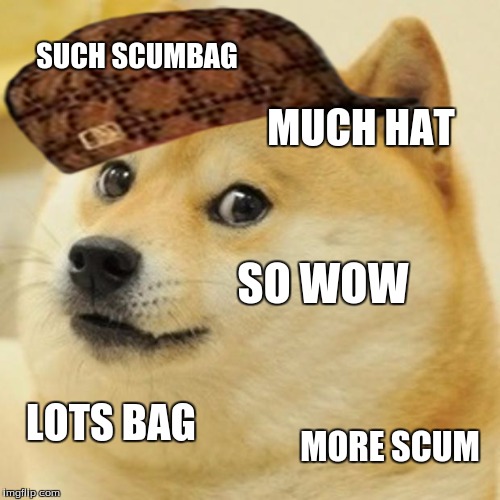 Doge Meme | SUCH SCUMBAG MUCH HAT SO WOW LOTS BAG MORE SCUM | image tagged in memes,doge,scumbag | made w/ Imgflip meme maker