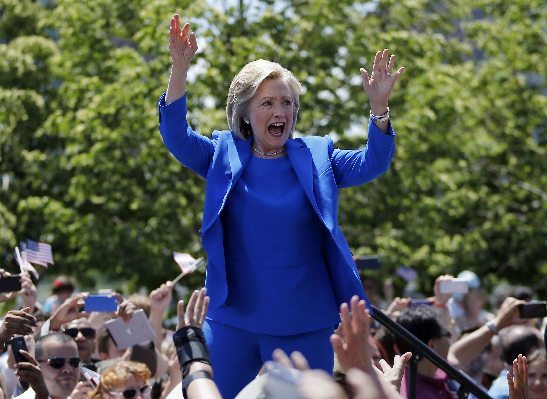 High Quality hillary cheering for herself Blank Meme Template