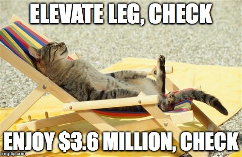 ELEVATE LEG, CHECK ENJOY $3.6 MILLION, CHECK | made w/ Imgflip meme maker