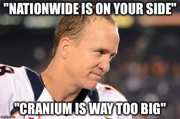 Peyton Manning Jingle Song | "NATIONWIDE IS ON YOUR SIDE" "CRANIUM IS WAY TOO BIG" | image tagged in peyton manning,jingle,song,nationwide | made w/ Imgflip meme maker