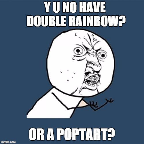Y U No Meme | Y U NO HAVE DOUBLE RAINBOW? OR A POPTART? | image tagged in memes,y u no | made w/ Imgflip meme maker