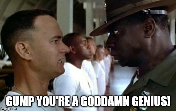 GUMP YOU'RE A GO***MN GENIUS! | made w/ Imgflip meme maker