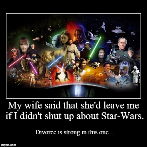 Divorce in a galaxy far, far away... | image tagged in funny,demotivationals | made w/ Imgflip demotivational maker
