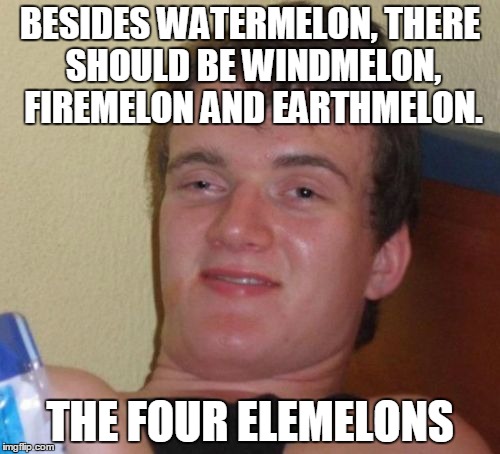 10 Guy Meme | BESIDES WATERMELON, THERE SHOULD BE WINDMELON, FIREMELON AND EARTHMELON. THE FOUR ELEMELONS | image tagged in memes,10 guy | made w/ Imgflip meme maker