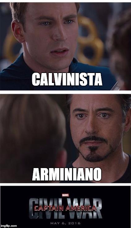 Marvel Civil War 1 Meme | CALVINISTA ARMINIANO | image tagged in memes,marvel civil war 1 | made w/ Imgflip meme maker