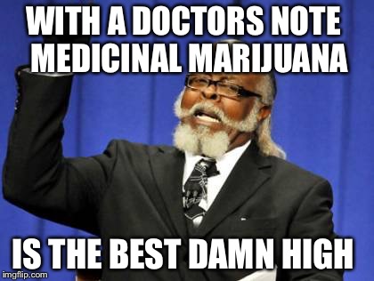 But I've Got A Script Officer | WITH A DOCTORS NOTE
  MEDICINAL MARIJUANA IS THE BEST DAMN HIGH | image tagged in too damn high,marijuana,medical,weed,smoke weed everyday,funny memes | made w/ Imgflip meme maker