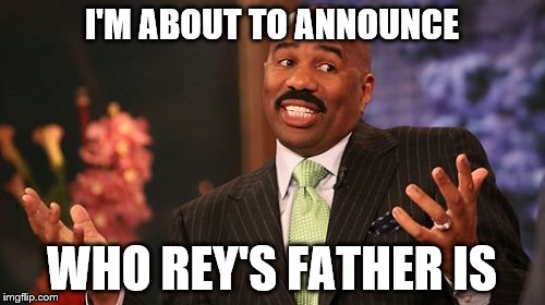 The fifth runner up is... Yoda! | I'M ABOUT TO ANNOUNCE WHO REY'S FATHER IS | image tagged in memes,steve harvey,star wars | made w/ Imgflip meme maker