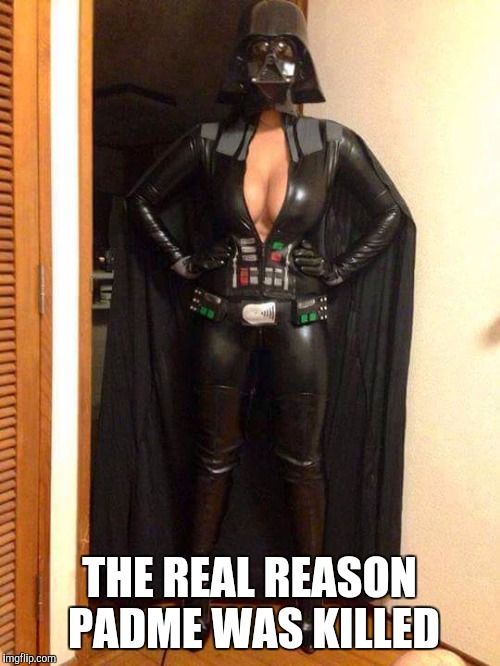 Darth Vaderette | THE REAL REASON PADME WAS KILLED | image tagged in darth vaderette | made w/ Imgflip meme maker