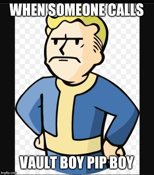 WHEN SOMEONE CALLS VAULT BOY PIP BOY | image tagged in angry vault boy | made w/ Imgflip meme maker