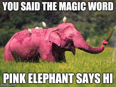 YOU SAID THE MAGIC WORD PINK ELEPHANT SAYS HI | made w/ Imgflip meme maker