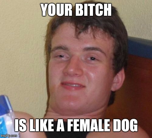 10 Guy Meme | YOUR B**CH IS LIKE A FEMALE DOG | image tagged in memes,10 guy | made w/ Imgflip meme maker