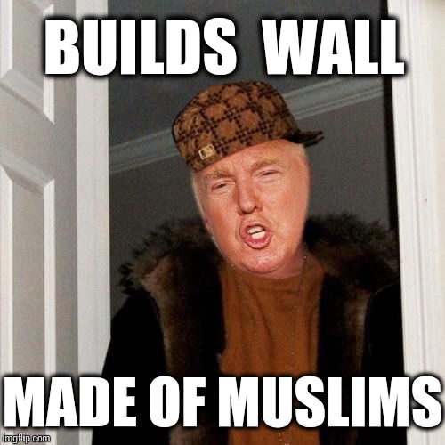 Two Problems, One Solution | BUILDS  WALL MADE OF MUSLIMS | image tagged in scumbag,donald trump,muslims,memes,scumbag steve | made w/ Imgflip meme maker