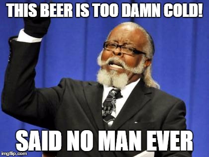 This Beer | THIS BEER IS TOO DAMN COLD! SAID NO MAN EVER | image tagged in memes,too damn high,beer,cold | made w/ Imgflip meme maker